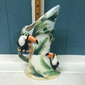 Franz Toucan Tucan Paradise Calls 3D 9” Vase Tropical Rainforest theme‎